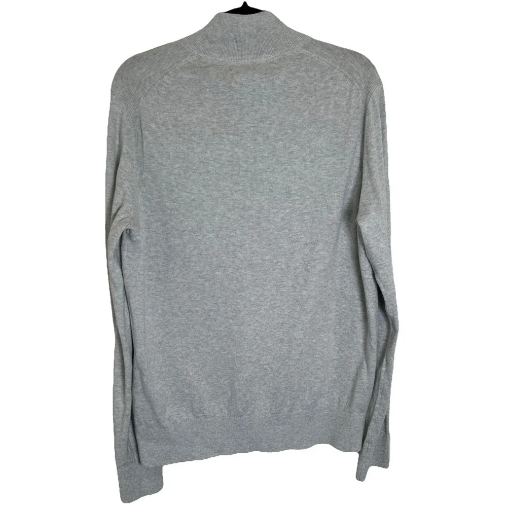 Banana Republic Cotton Cashmere Gray Knit Quarter Button‎ MockNeck Sweater L NWT